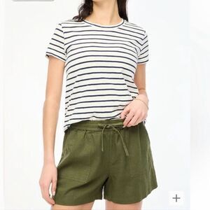 J.Crew Linen Blend Drawstring Shorts Women’s‎ Medium Olive Green